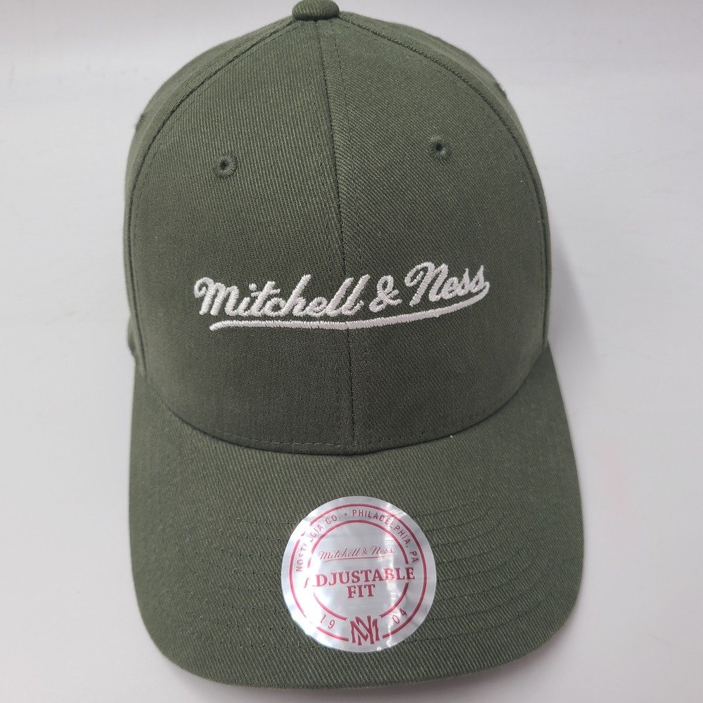 Mitchell &โ Ness Hat Snapback Green White Script Logo Basketball Casual Dad Men